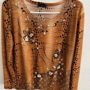 Elegant Brown Floral Women's Top
